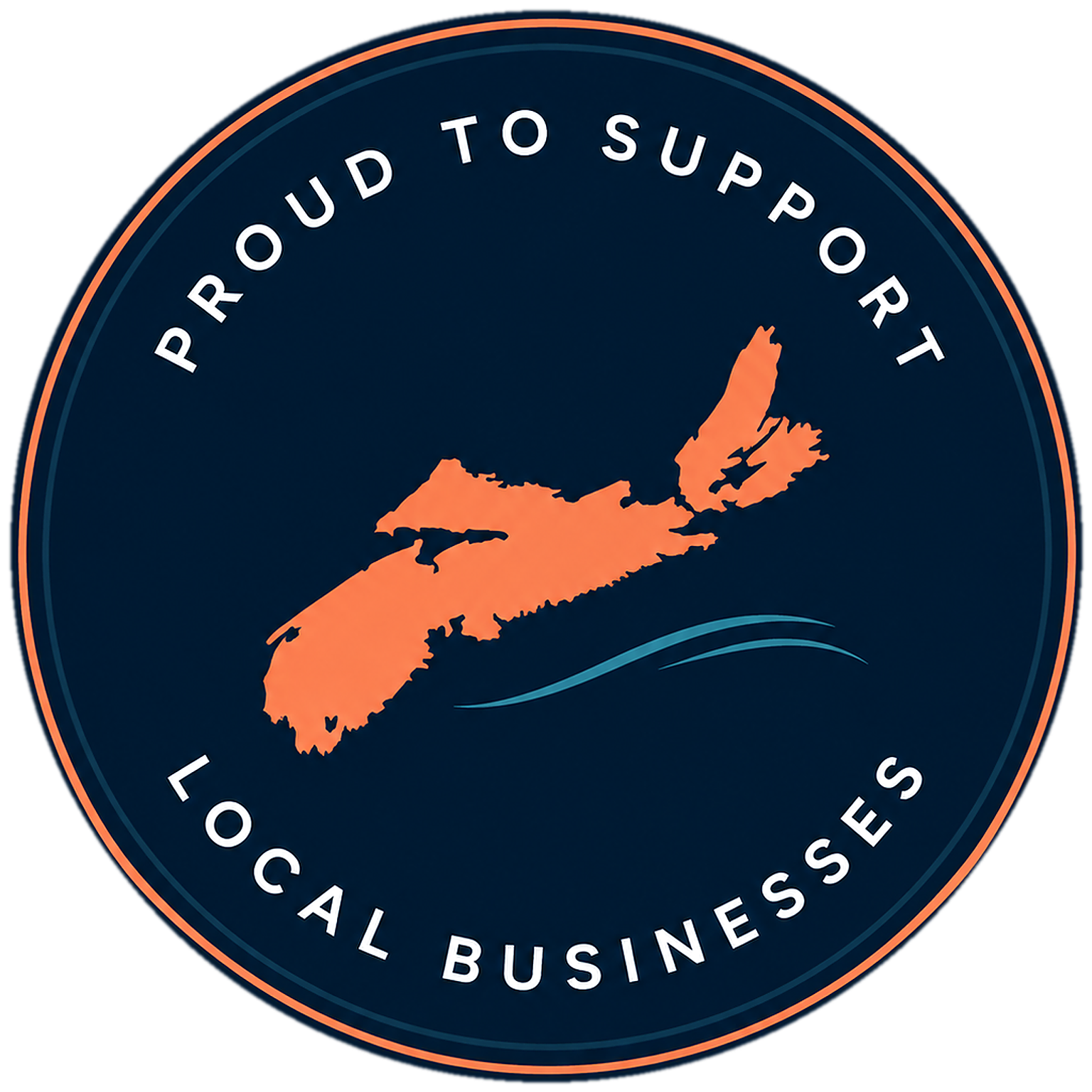 Proud to support local businesses circular Nova Scotia badge.